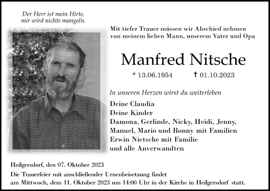Anzeige von Manfred Nitsche von MGO