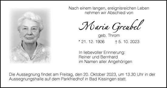Anzeige von Maria Greubel von MGO