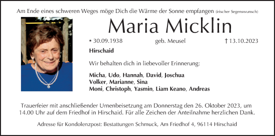 Anzeige von Maria Micklin von MGO