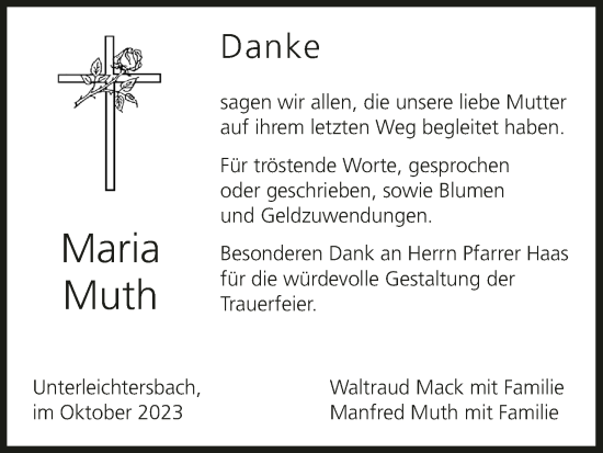 Anzeige von Maria Muth von MGO