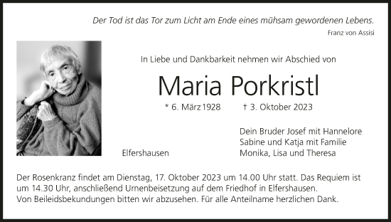 Anzeige von Maria Porkristl von MGO