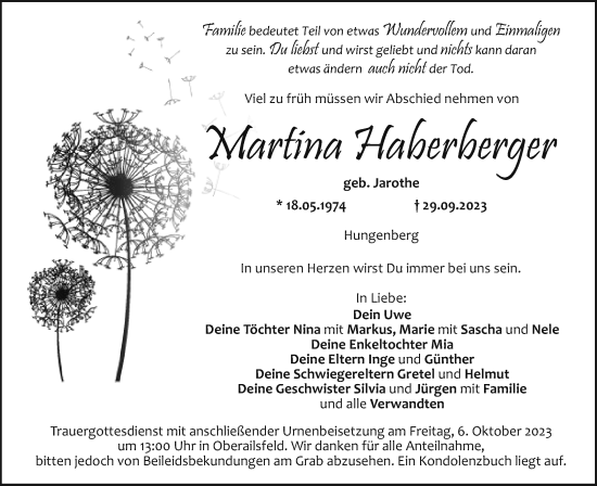 Anzeige von Martina Haberberger von MGO