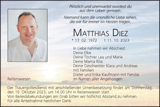 Anzeige von Matthias Diez von MGO