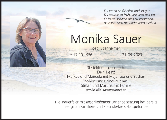 Anzeige von Monika Sauer von MGO