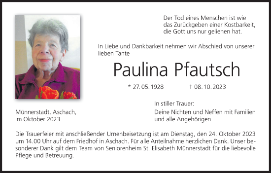 Anzeige von Paulina Pfautsch von MGO
