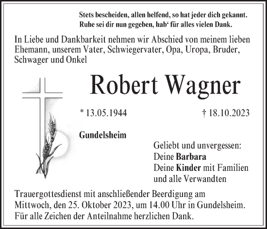 Anzeige von Robert Wagner von MGO
