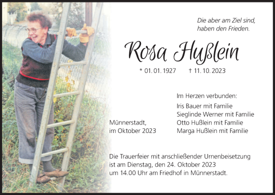 Anzeige von Rosa Hußlein von MGO