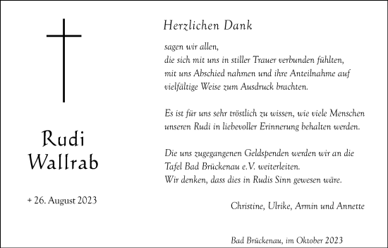 Anzeige von Rudi Wallrab von MGO