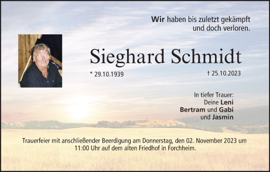 Anzeige von Sieghard Schmidt von MGO