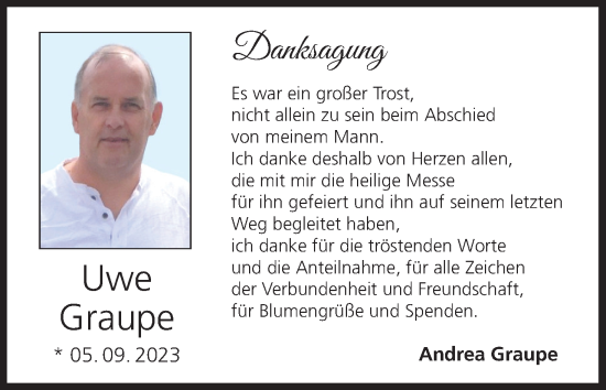 Anzeige von Uwe Graupe von MGO