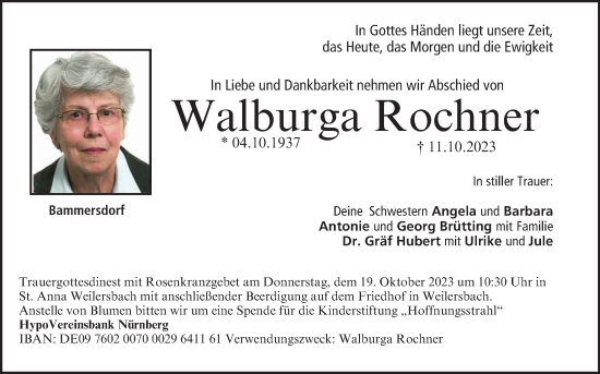 Anzeige von Walburga Rochner von MGO