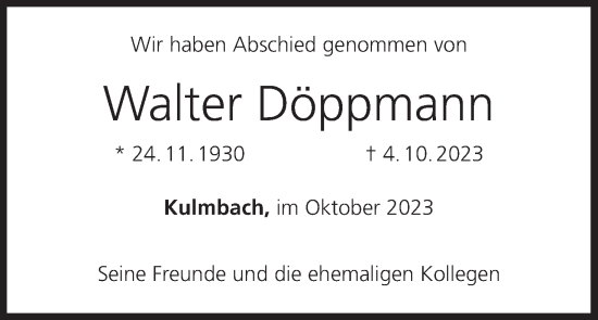 Anzeige von Walter Döppmann von MGO