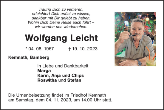 Anzeige von Wolfgang Leicht von MGO
