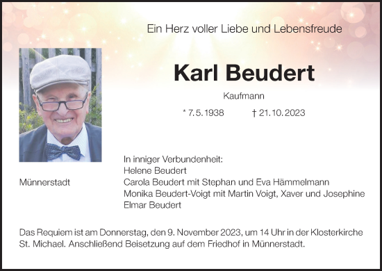 Anzeige von Karl Beudert 
