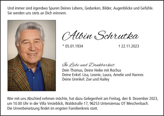 Anzeige von Albin Schrutzka von MGO