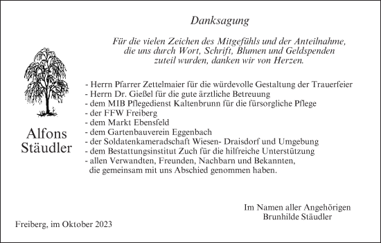 Anzeige von Alfons Stäudler von MGO