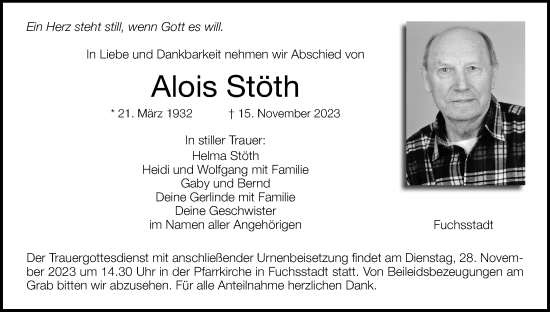Anzeige von Alois Stöth von MGO