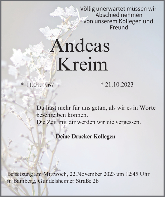 Anzeige von Andeas Kreim von MGO