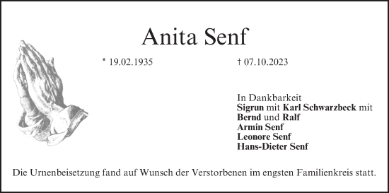 Anzeige von Anita Senf von MGO
