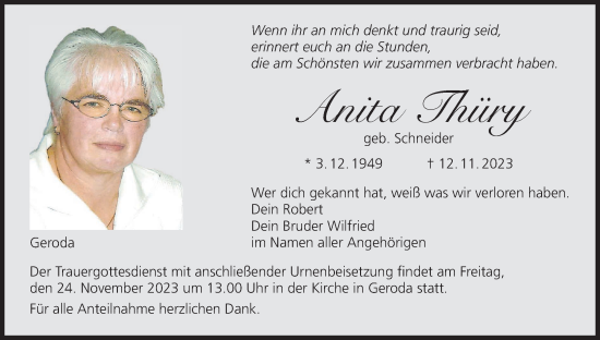 Anzeige von Anita Thüry von MGO