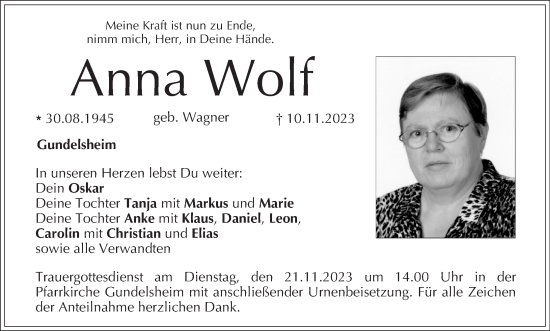 Anzeige von Anna Wolf von MGO