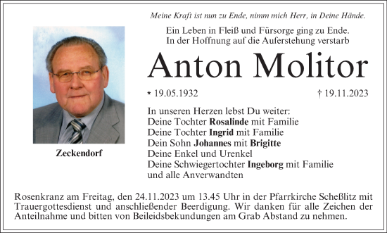Anzeige von Anton Molitor von MGO
