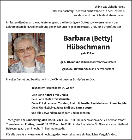 Anzeige von Barbara Hübschmann von MGO
