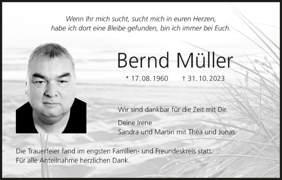 Anzeige von Bernd Müller von MGO