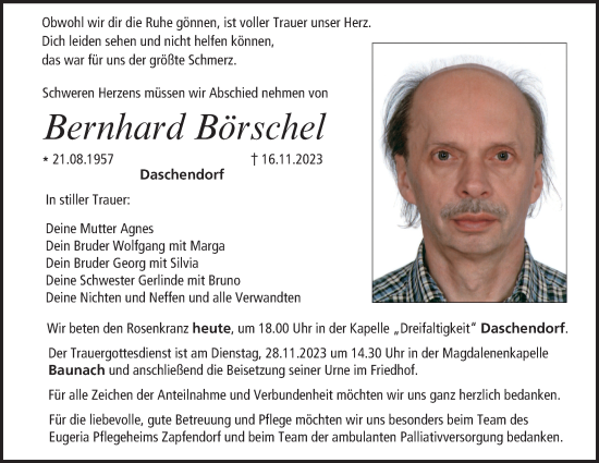 Anzeige von Bernhard Börschel von MGO