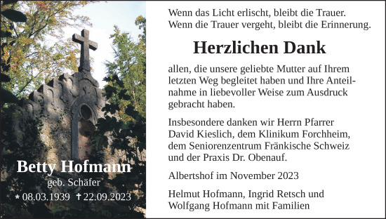 Anzeige von Betty Hofmann von MGO