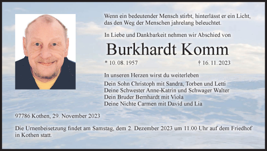 Anzeige von Burkhardt Komm von MGO