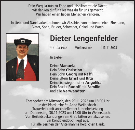 Anzeige von Dieter Lengenfelder von MGO