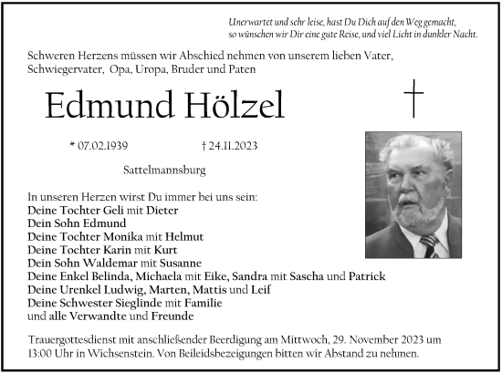 Anzeige von Edmund Hölzel von MGO