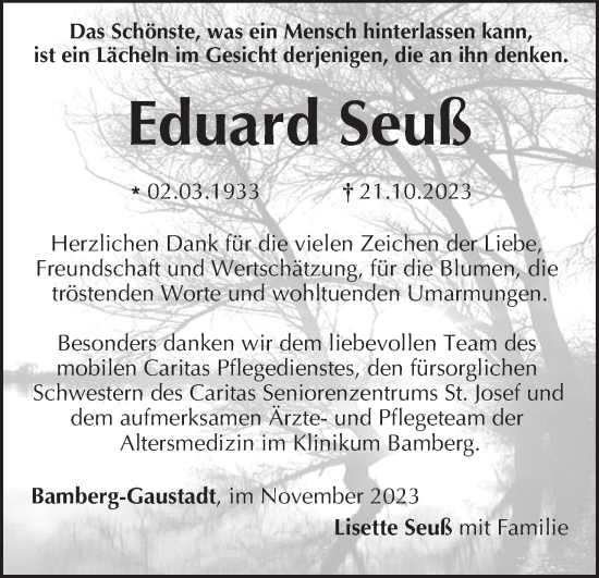 Anzeige von Eduard Seuß von MGO