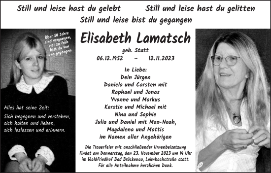 Anzeige von Elisabeth Lamatsch von MGO