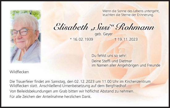 Anzeige von Elisabeth Rohmann von MGO