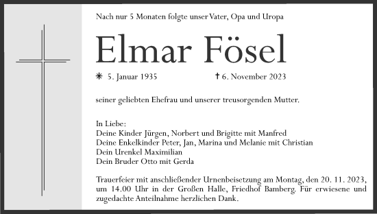 Anzeige von Elmar Fösel von MGO
