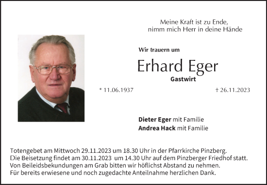 Anzeige von Erhard Eger von MGO