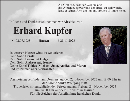 Anzeige von Erhard Kupfer von MGO