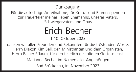 Anzeige von Erich Becher von MGO