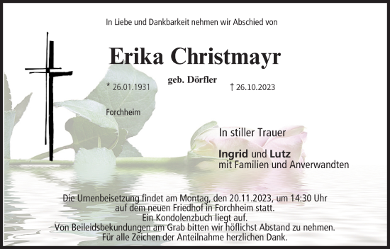 Anzeige von Erika Christmayr von MGO