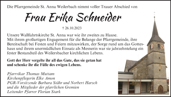 Anzeige von Erika Schneider von MGO
