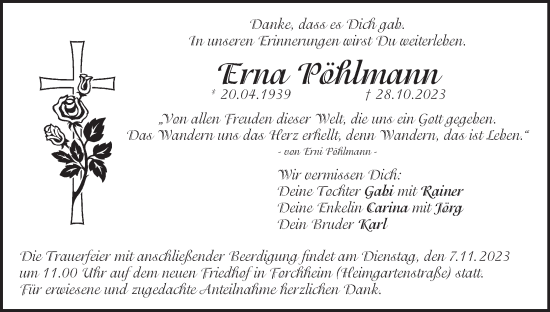 Anzeige von Erna Pöhlmann von MGO
