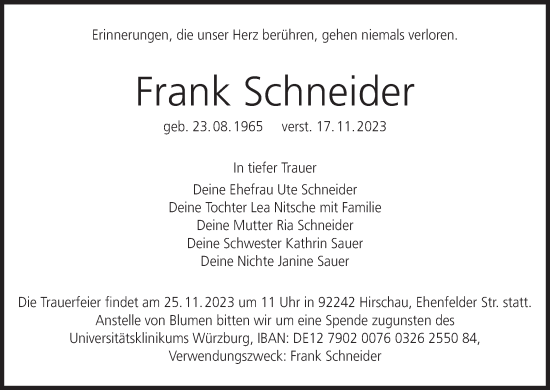 Anzeige von Frank Schneider von MGO