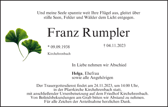Anzeige von Franz Rumpler von MGO