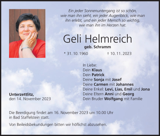 Anzeige von Geli Heimreich von MGO
