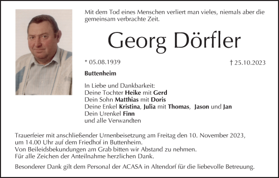 Anzeige von Georg Dörfler von MGO