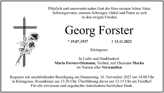 Anzeige von Georg Forster von MGO