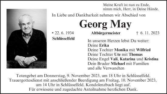 Anzeige von Georg May von MGO