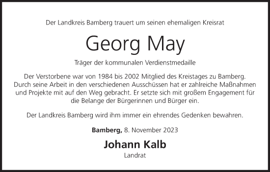 Anzeige von Georg May von MGO